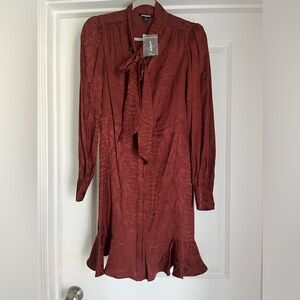 Express Long Sleeve Tie Burnout Dress